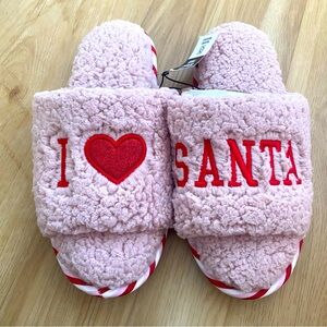 NWT SHERPA   I ❤️SANTA SLIPPERS
